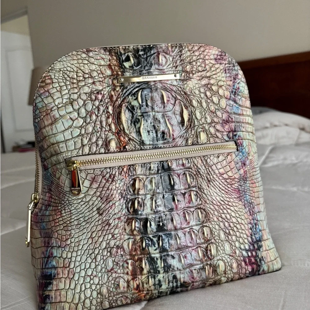 Brahmin Iridescent Croc-Embossed Felicity Backpack in Multicolor